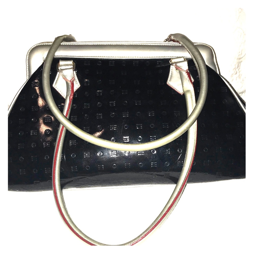 ARCADIA Black Patent Logo Embossed Doctor Bag